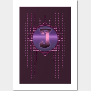 Initial I Purple Retro Burlesque Artdeco Monogram Posters and Art